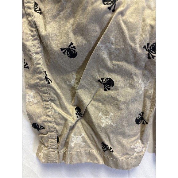 Boys Tan Skull and Crossbones Shorts size M 7  Cotton Open Trails boardshort - Picture 6 of 7